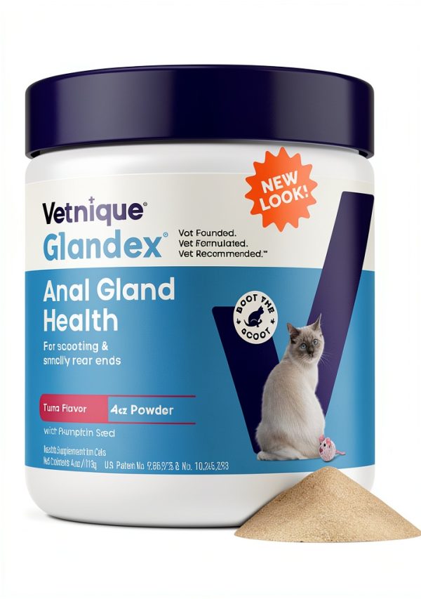 Glandex Cat Probiotic Powder Tuna Flavor 4oz Vetnique Labs-0