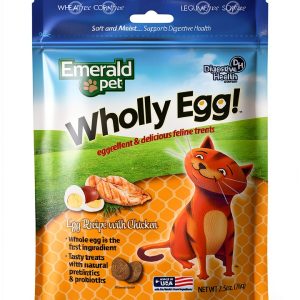 Emerald Pet Wholly Egg Digestive Health Cat Treats Moist Chicken 2.5oz-0