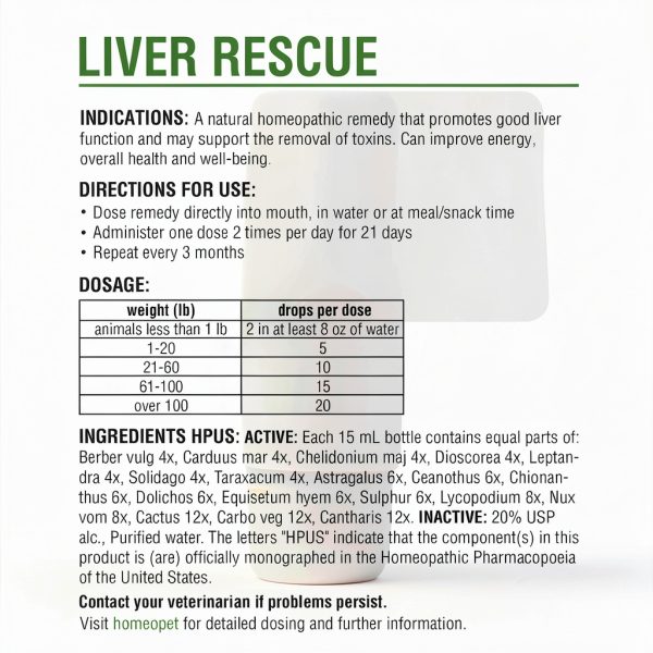HomeoPet Liver Rescue Safe Natural Supplement 15ml for Cats Dogs-5