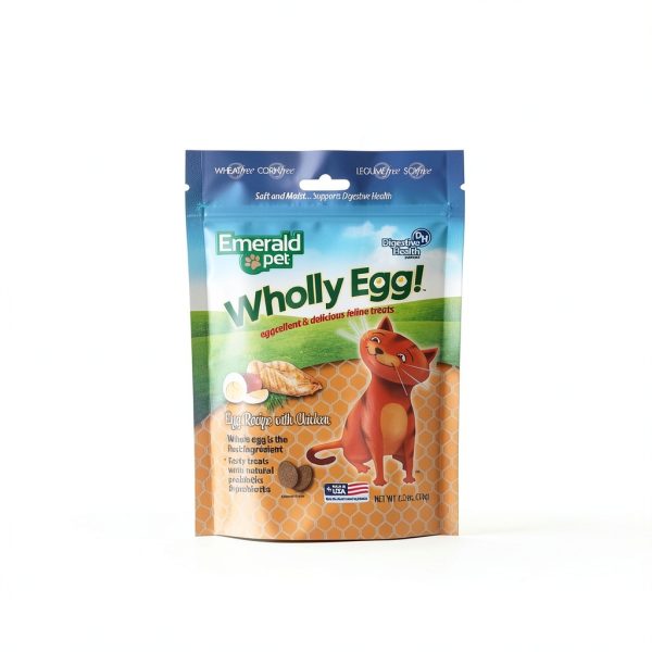 Emerald Pet Wholly Egg Digestive Health Cat Treats Moist Chicken 2.5oz-2