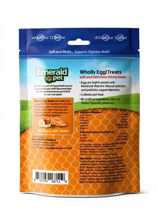 Emerald Pet Wholly Egg Digestive Health Cat Treats Moist Chicken 2.5oz-1